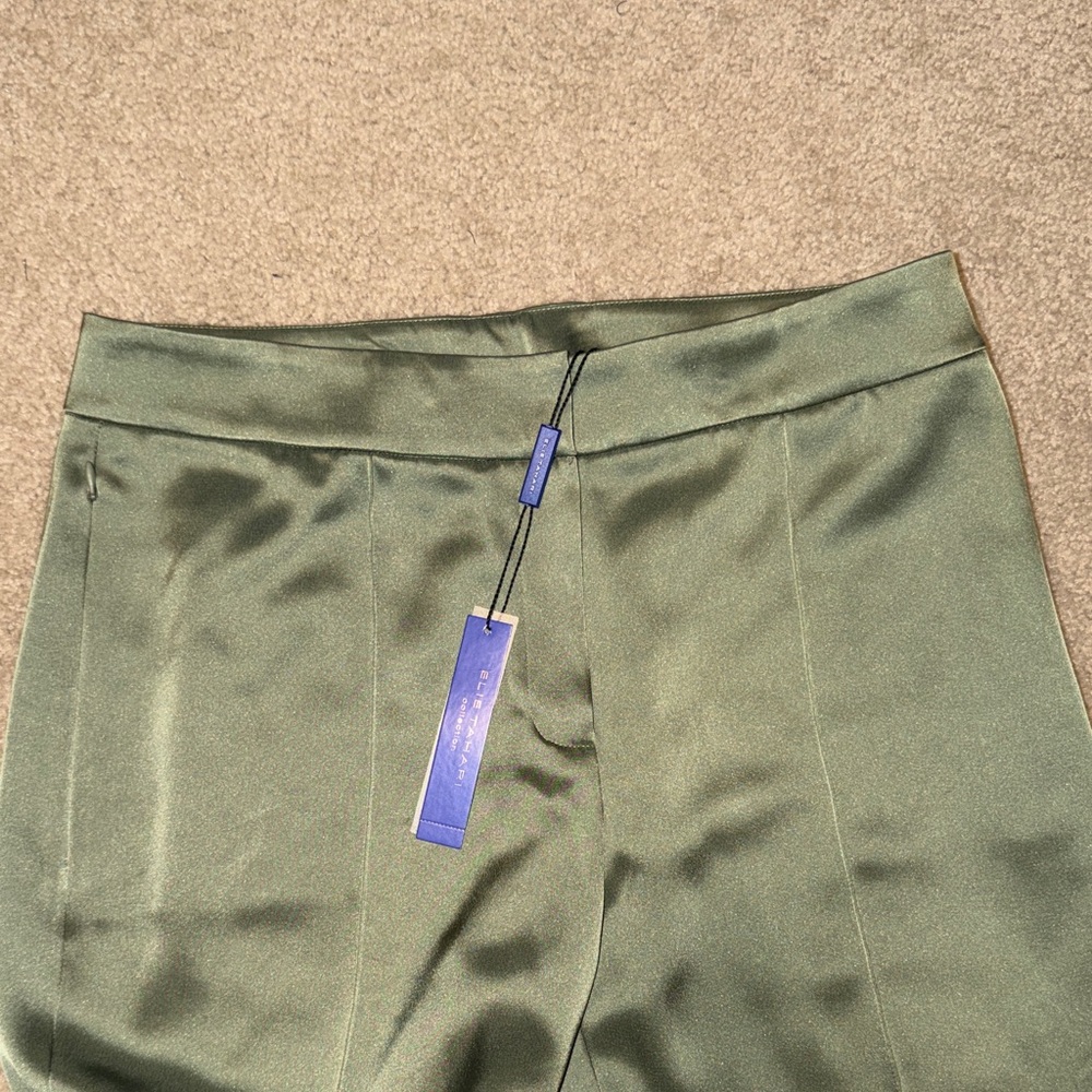 Elie Tahari Green Satin Pants